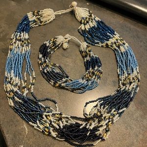 Beaded necklace and bracelet set